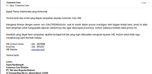 PAKET JNE TIDAK DATANG 3 BULAN