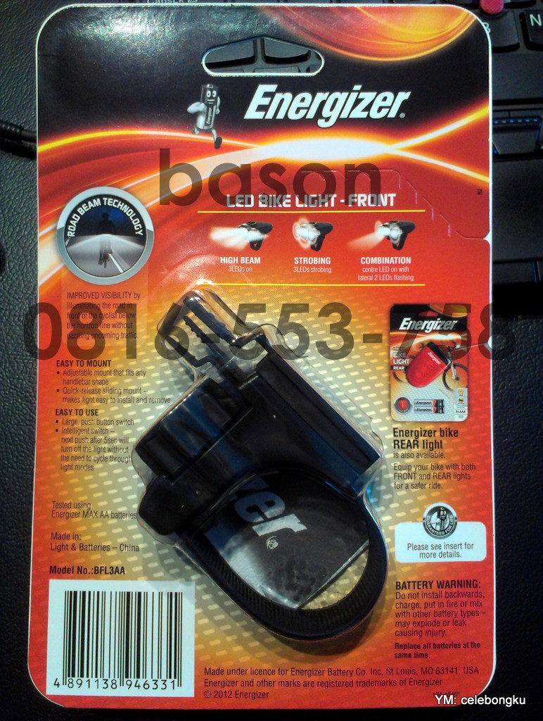 Jual ENERGIZER  LED BIKE LIGHT LAMPU  SEPEDA  Depan 