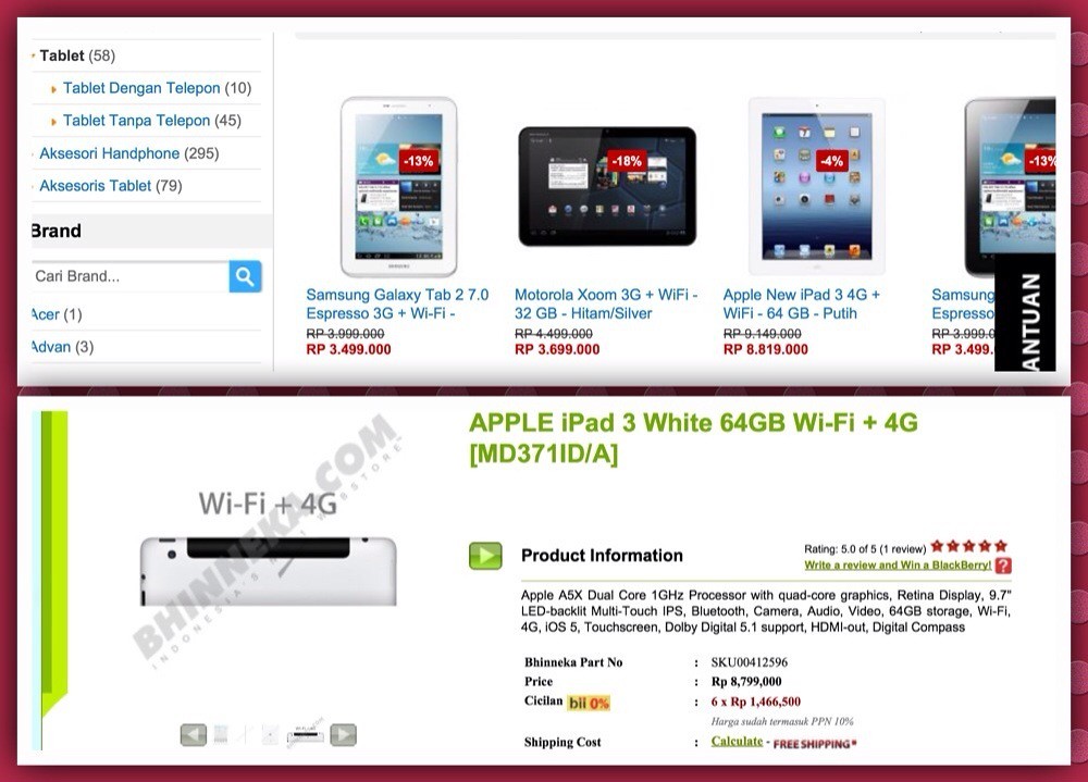 IPAD 3 (NEW IPAD) 64 GB Wifi 4G 100% MULUS!!!! + CASE