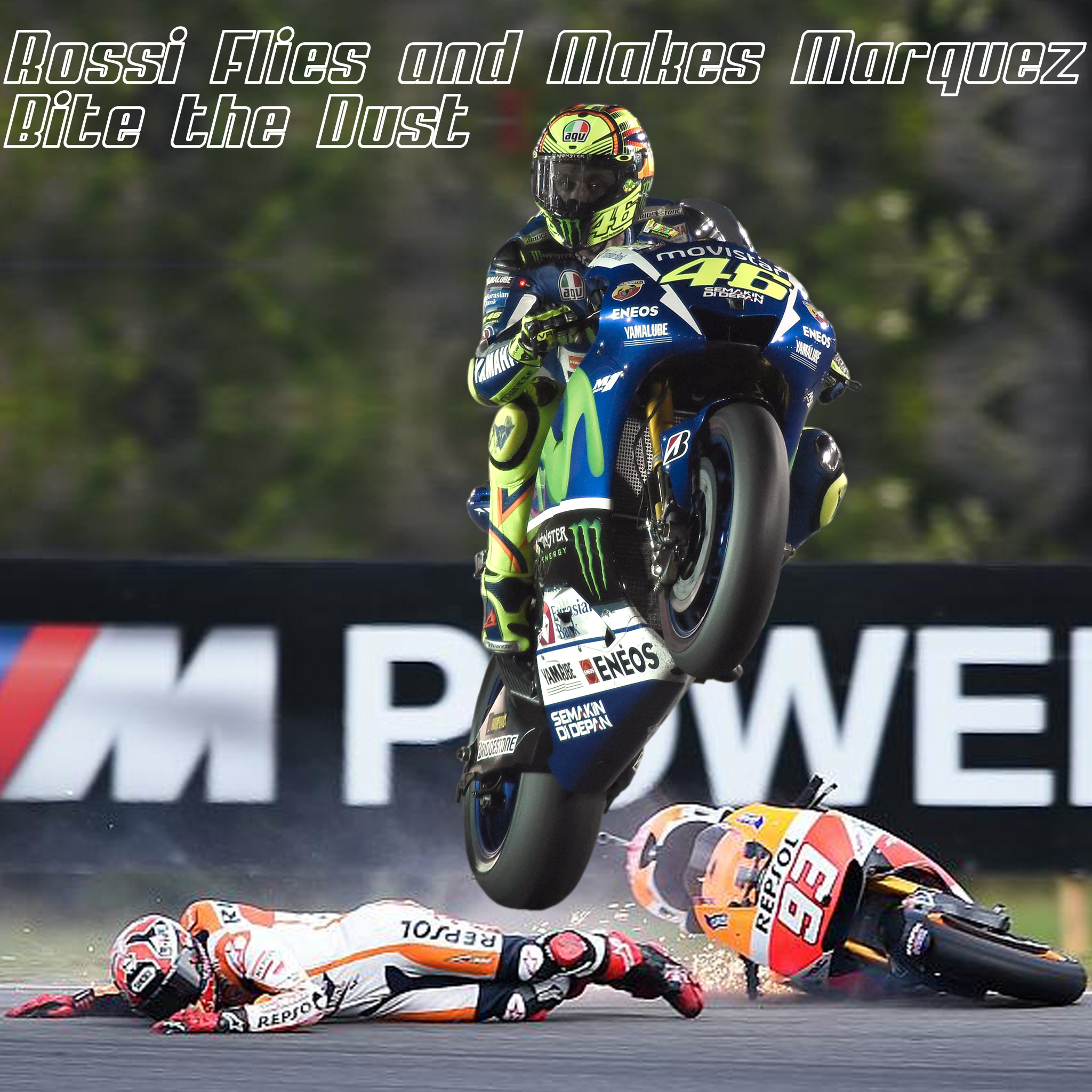 Rossi &quot;Terbang&quot; Sembari Menghempaskan Marquez