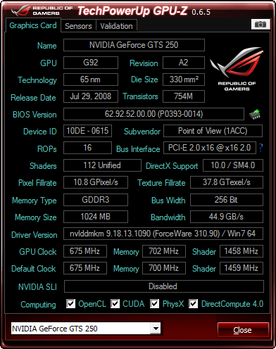 POV GTS 250 1GB 256BIT DDR3 KOMPLIT MURMER GAN CM 500RBAN JOGJA...