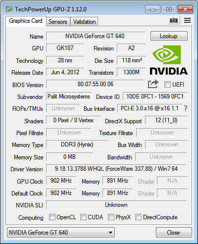 VGA palit Gt 640 DDR3 1GB