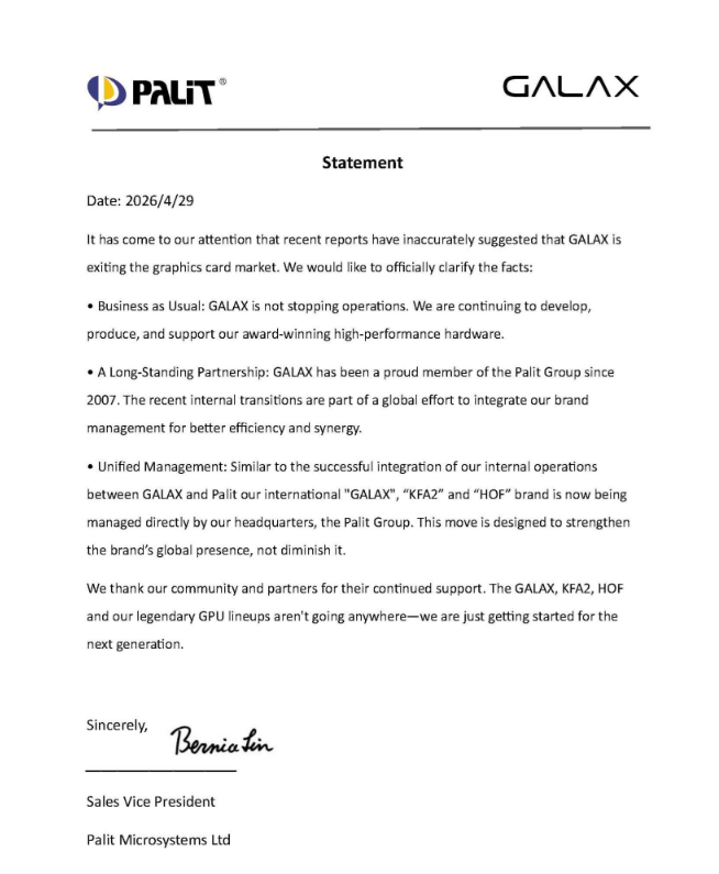 Bantah kabar tutup operasi global, GALAX tegaskan tetap berjalan normal!