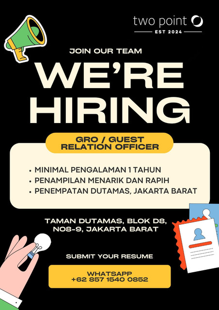 LOWONGAN KERJA GRO/GUEST RELATION OFFICER at TWO POINT O (JELAMBAR, JAKARTA BARAT)