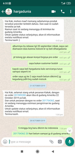 jangan order di hargadunia, service menurun skrg sangat buruk.