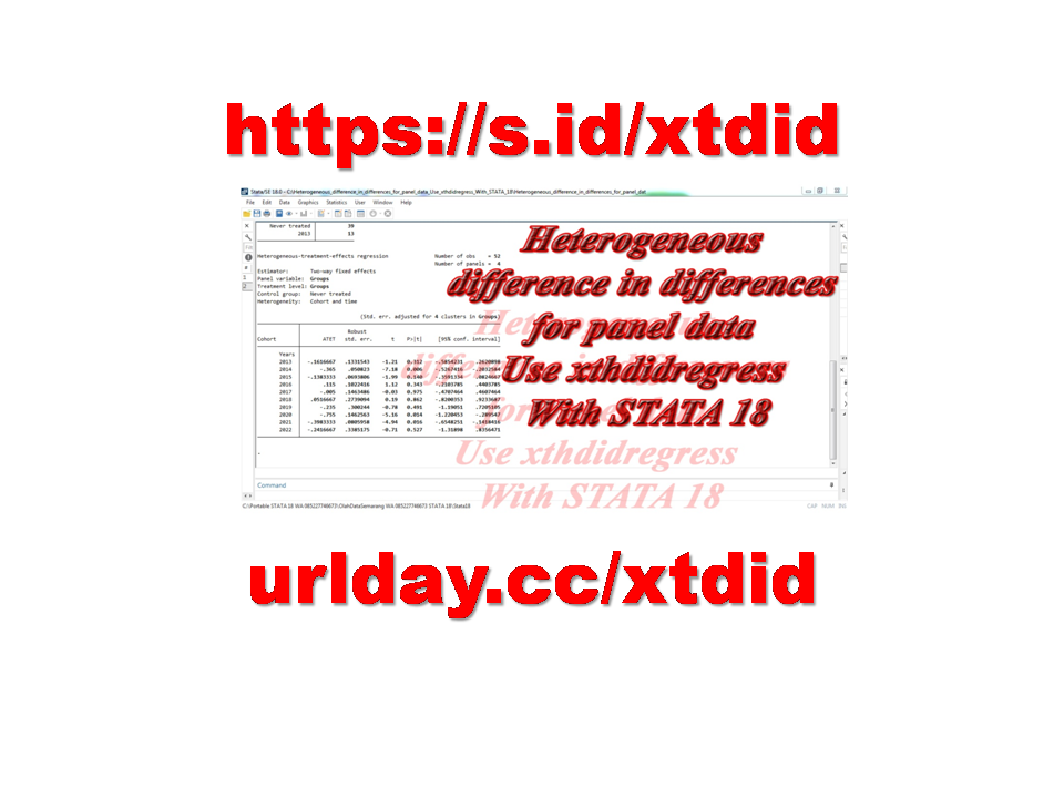 Heterogeneous difference in differences for panel data Use xthdidregress STATA 18