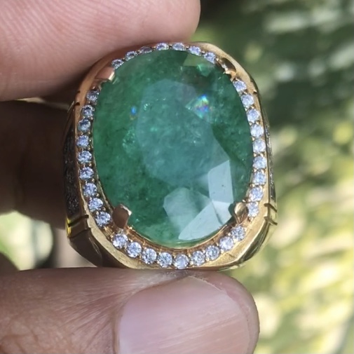 Lelang kolpri 1 pcs Zambrut Colombia ring perak, tutup malam ini