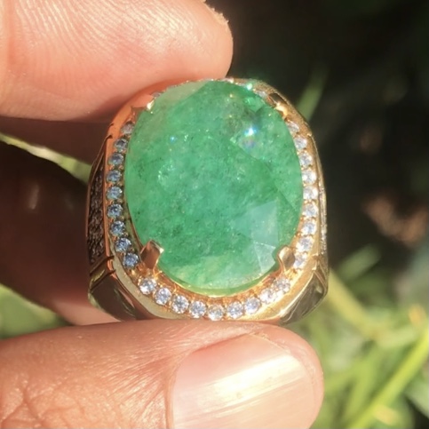 Lelang kolpri 1 pcs Zambrut Colombia ring perak, tutup malam ini