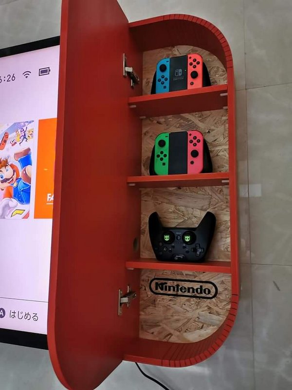 Orang Jepang Menunjukkan Ide Merakit Rak TV Bergaya Nintendo Switch