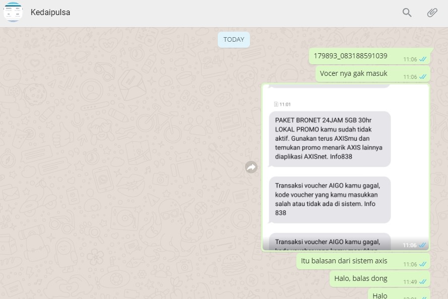 Pembelian Voucher AXIS di Kedaipulsa.id mengecewakan