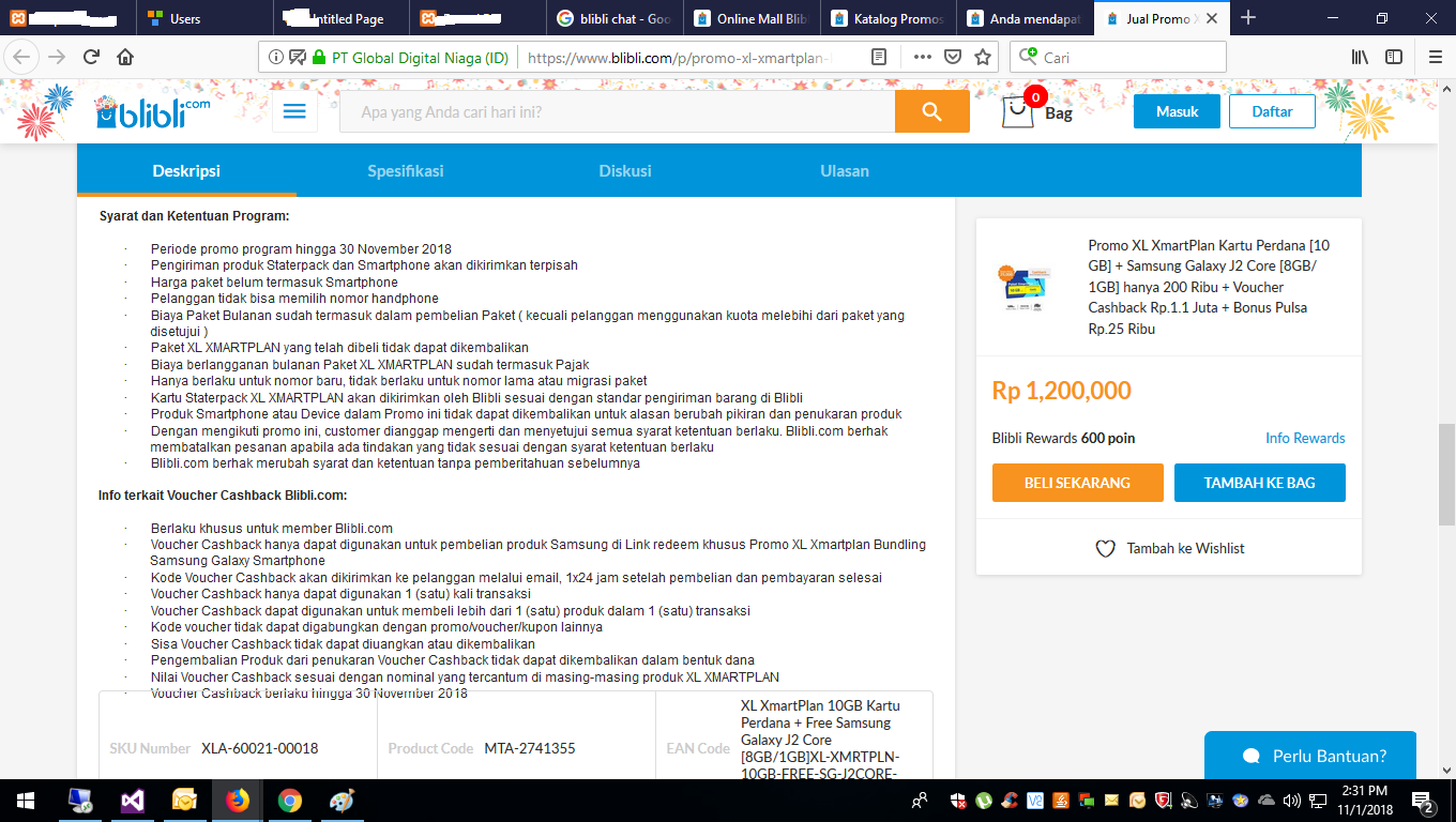 Serasa jebak oleh XL Official Store dan Blibli