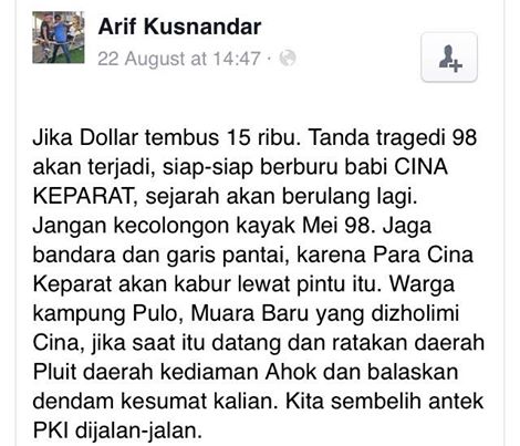 Kata Korban 'Mei 98' Tanggapi Pernyataan SARA Arif Kusnandar