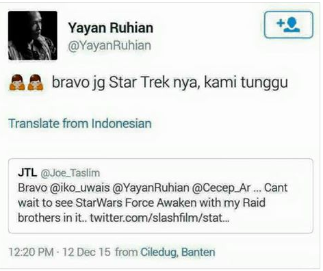 Akhirnya Terungkap Karakter Iko Uwais dan Yayan Ruhian di Film Star Wars 2016