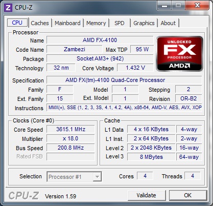 AMD FX 4100 3.6 GHZ FullSet Box