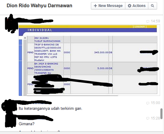 PENIPU ini Beraksi di Facebook, Namanya: DION RIDO WAHYU DARMAWAN / RIDO WAHYU AJIi