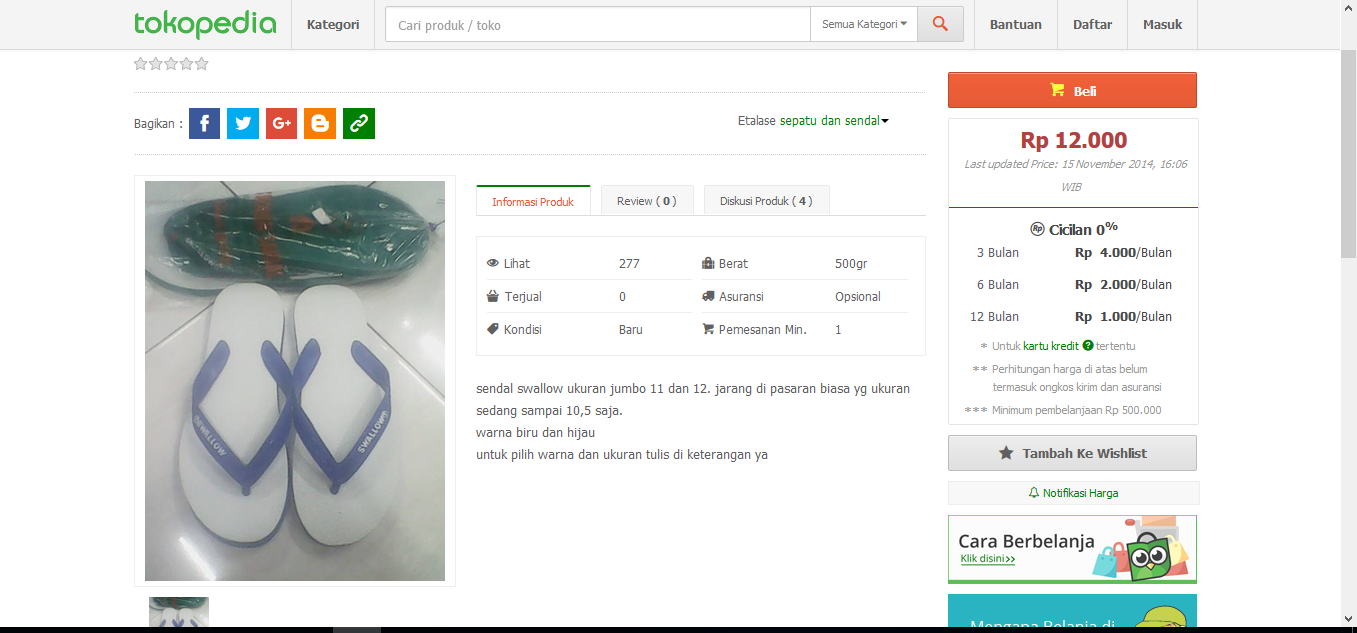 Sendal Swallow : Bandingkan Harga Sendal Termurah Agan Dimari !