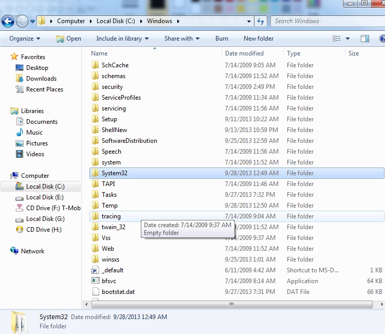 Windows system folder