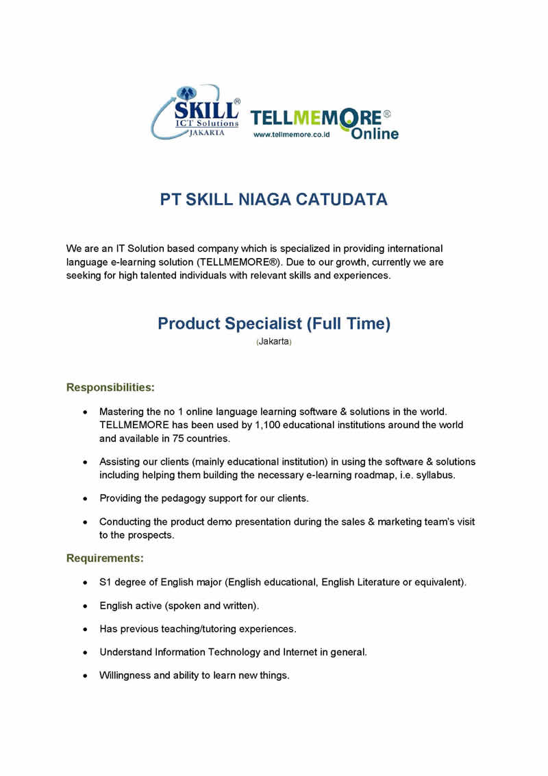 &#91;ENGLISH&#93; Product Specialist