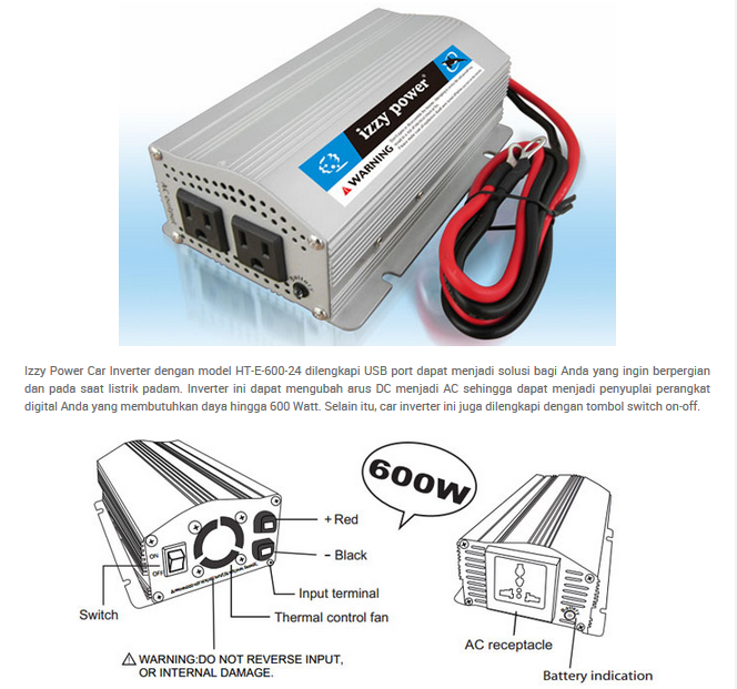 Izzy car inverter charger mobil converter AC to DC E-350-12 volt 24 volt 150 watt