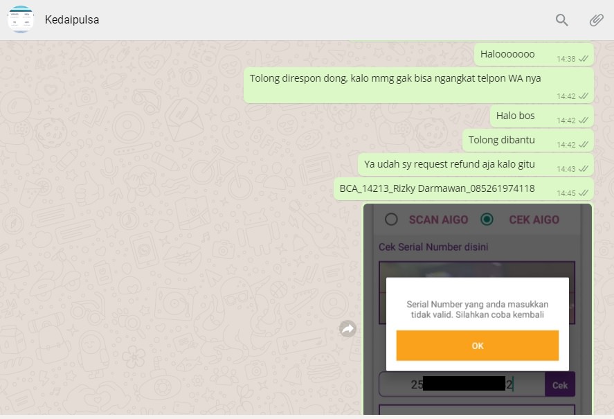 Pembelian Voucher AXIS di Kedaipulsa.id mengecewakan
