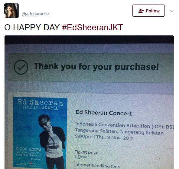 Macam-macam Tweet Pemburu Tiket Konser Ed Sheeran di Jakarta