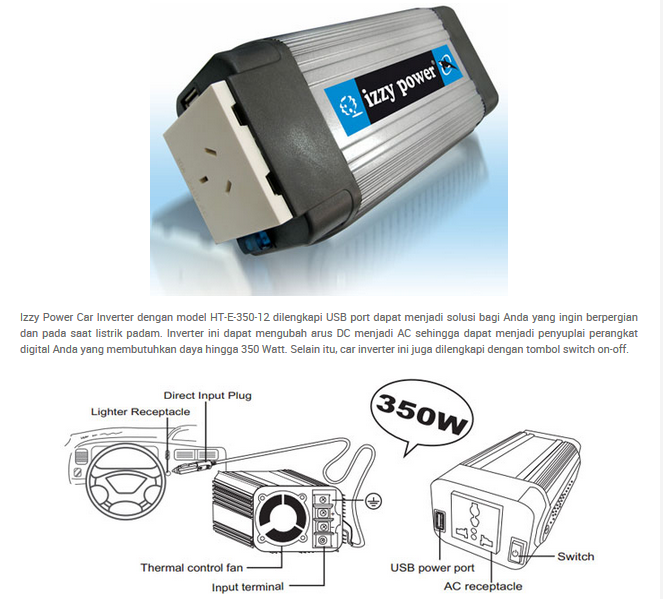 Izzy car inverter charger mobil converter AC to DC E-350-12 volt 24 volt 150 watt
