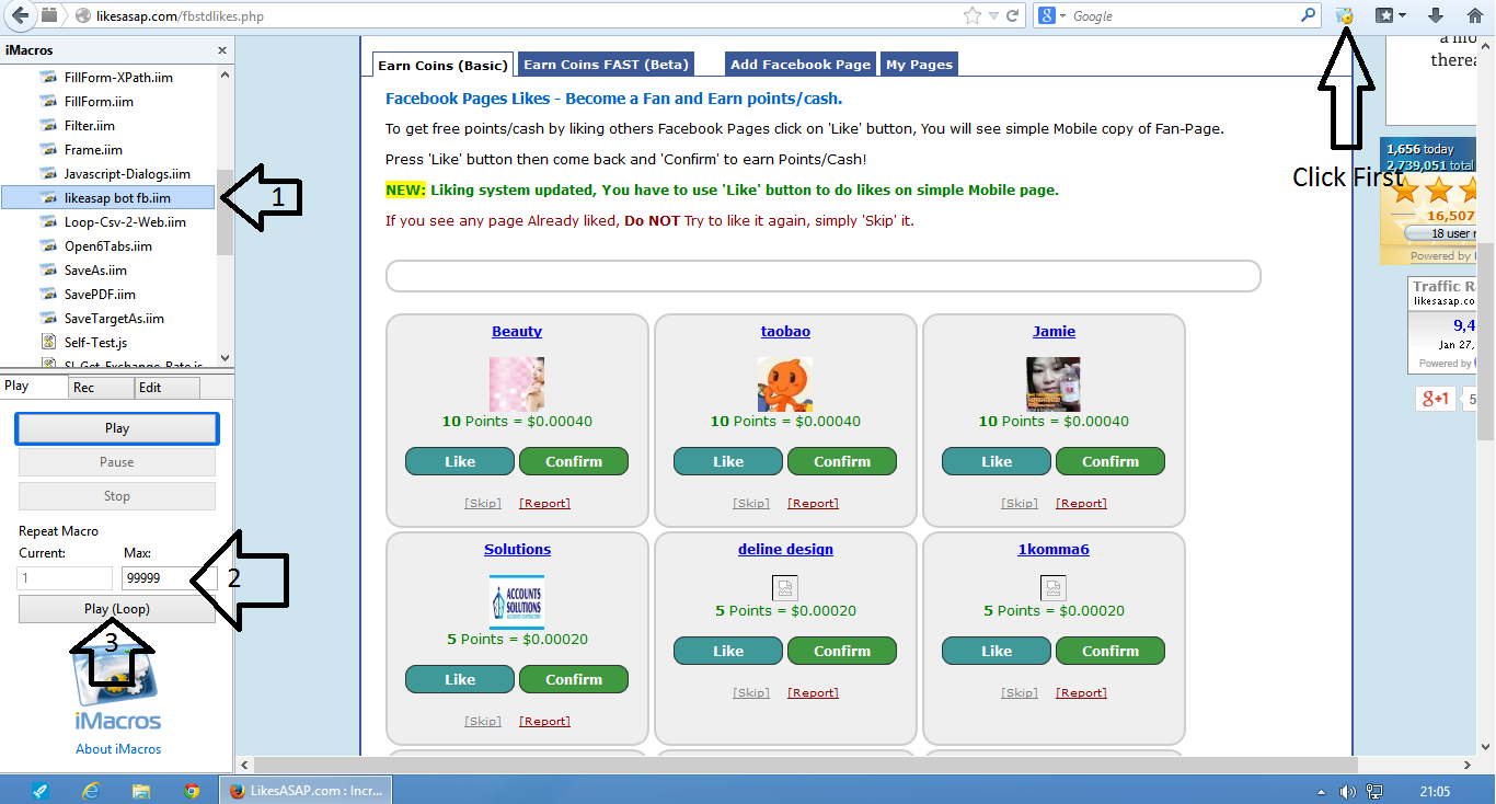 Earn Upto 2$ Per Day With LikesASAP (Working Imacros Script)