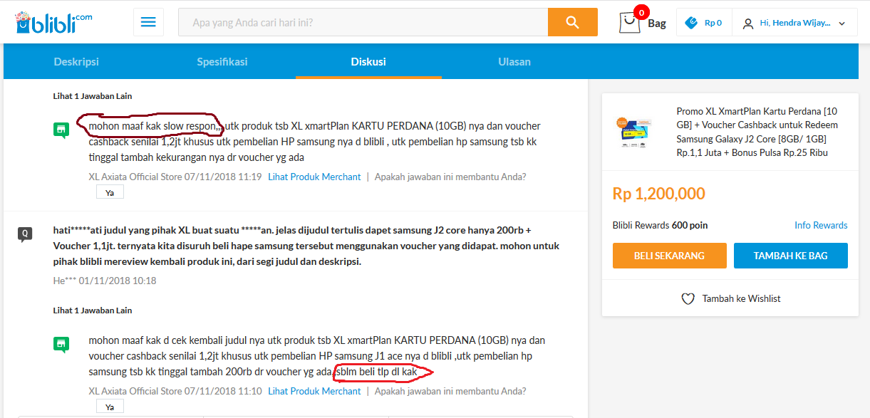 Serasa jebak oleh XL Official Store dan Blibli