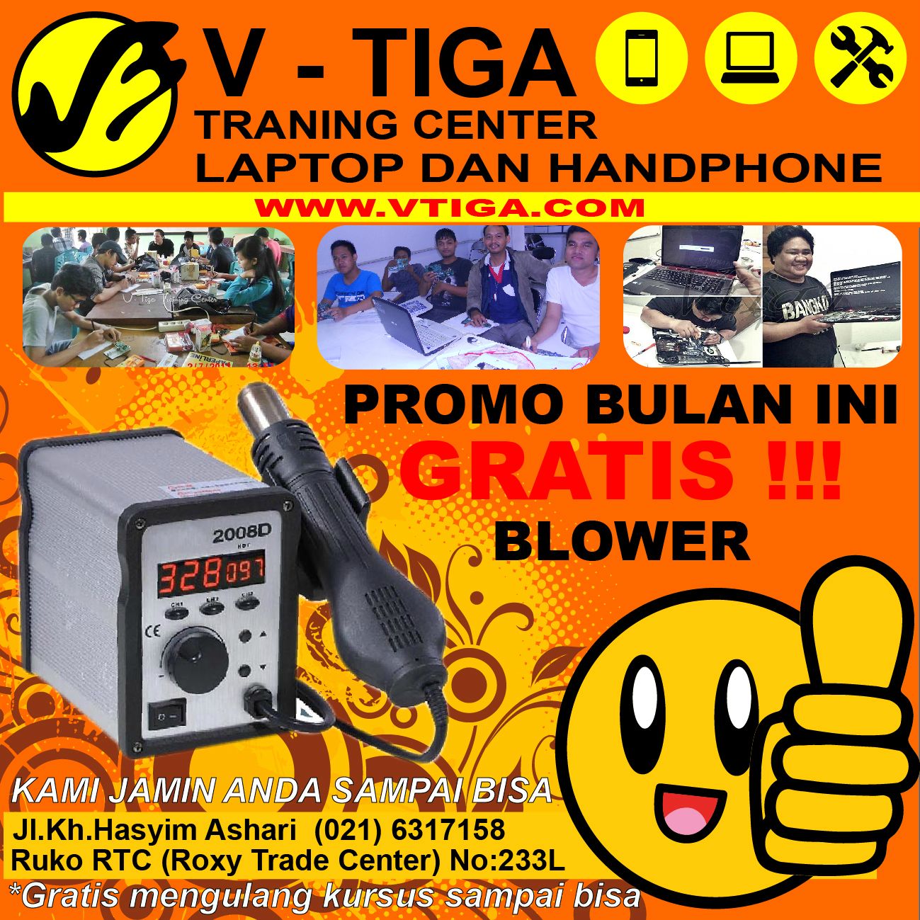 Kursus Handphone &amp; Laptop Bergaransi Uang Kembali