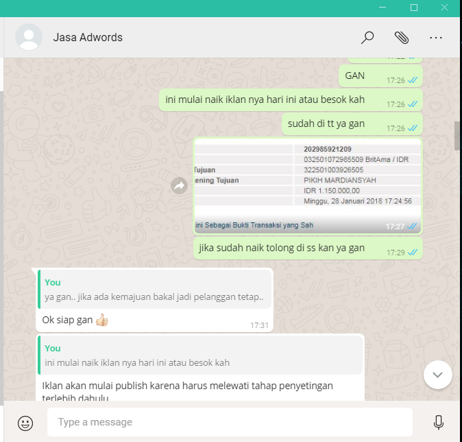 JASA ADWORDS PENIPU !! Saya hanya berbagi pengalaman agar tidak ada yg menjadi korban