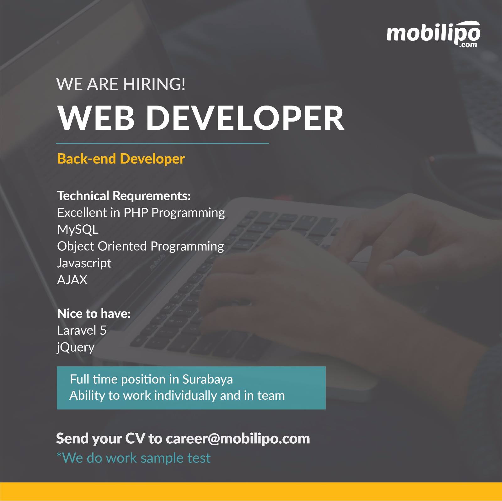 &#91;SURABAYA&#93; Mobilipo - Lowongan Web Programmer - Back End