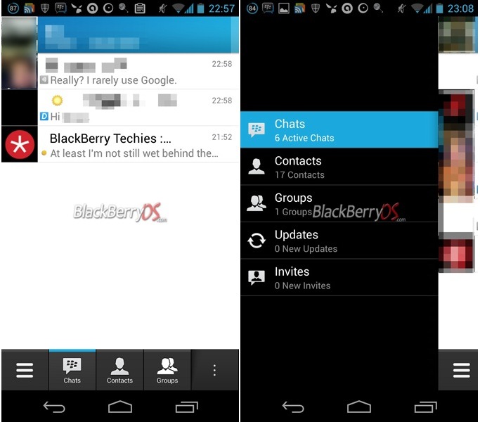 Penampakan BlackBerry Messenger di Android