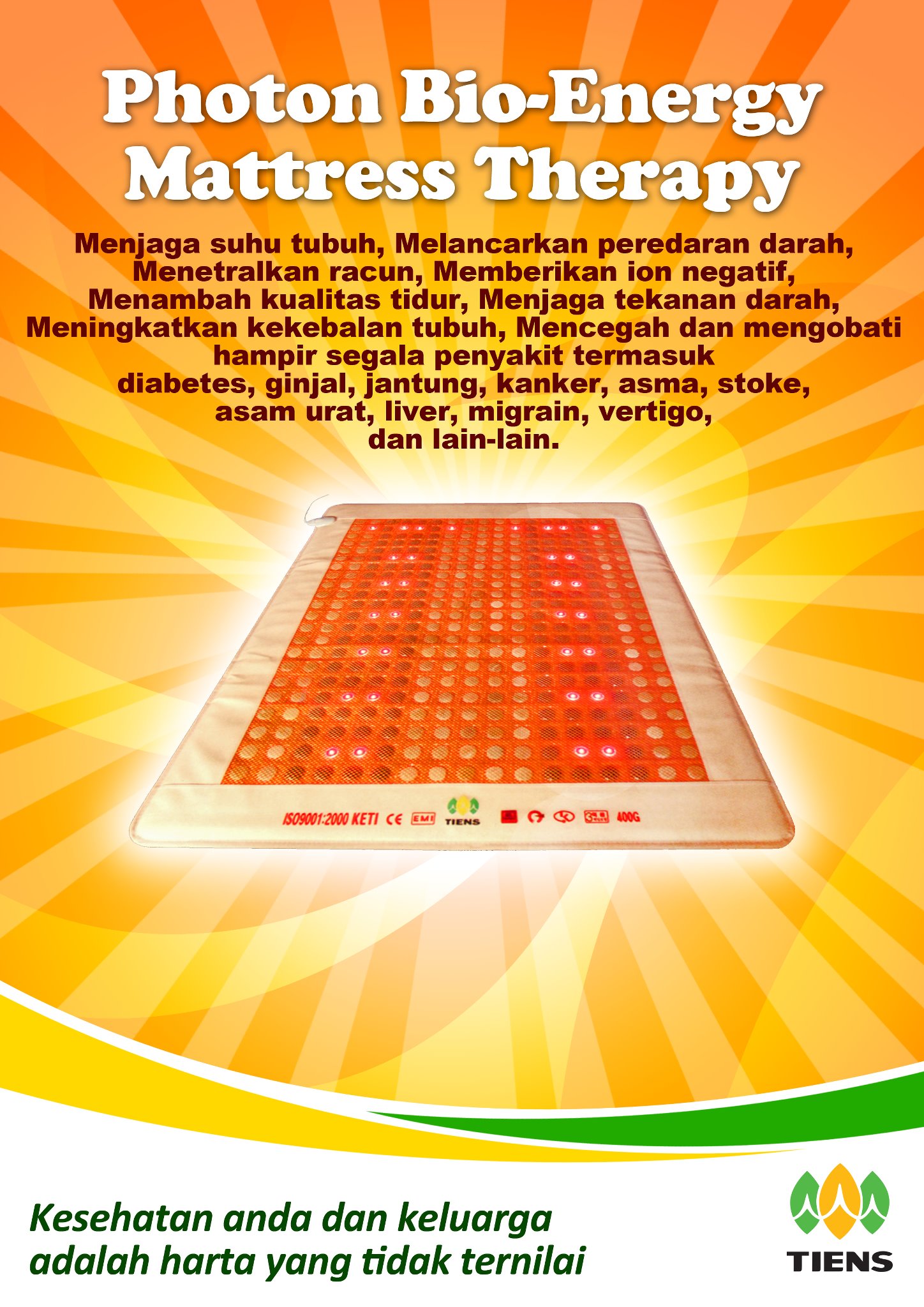 Jual Matras Kesehatan : Tiens Photon Bio Energy Mattress