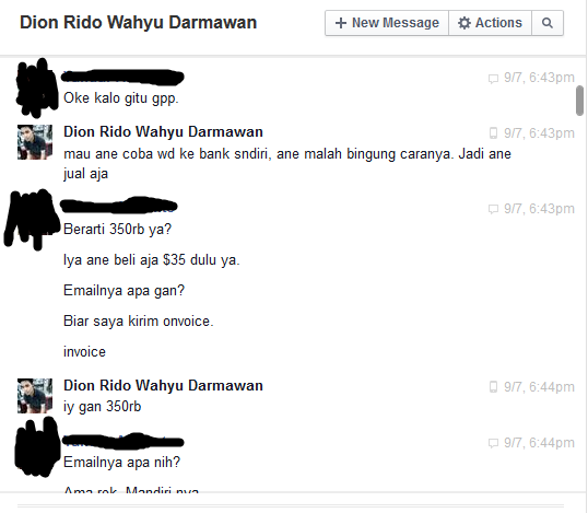 PENIPU ini Beraksi di Facebook, Namanya: DION RIDO WAHYU DARMAWAN / RIDO WAHYU AJIi