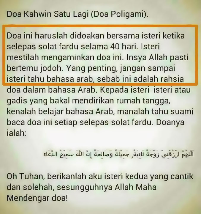 Ilmu nikah lebih dari satu (poligami) - Wanita dilarang baca