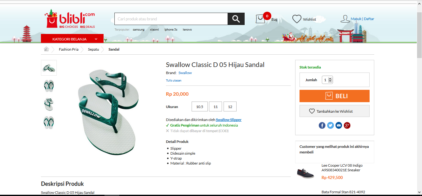 Sendal Swallow : Bandingkan Harga Sendal Termurah Agan Dimari !