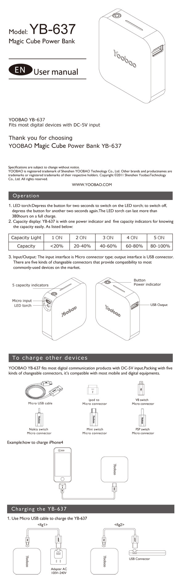 YooBao Powerbank Magic Cube 7800mah BNIB ORIGINAL + Garansi 6 Bulan