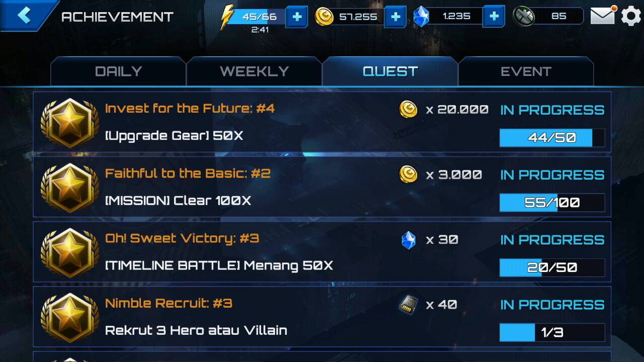 Cara mengambil achievement di world boss marvel future fighting