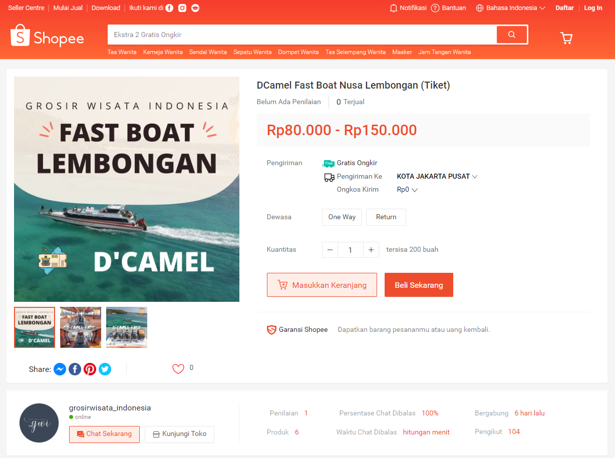 FAST BOAT DCAMEL NUSA LEMBONGAN