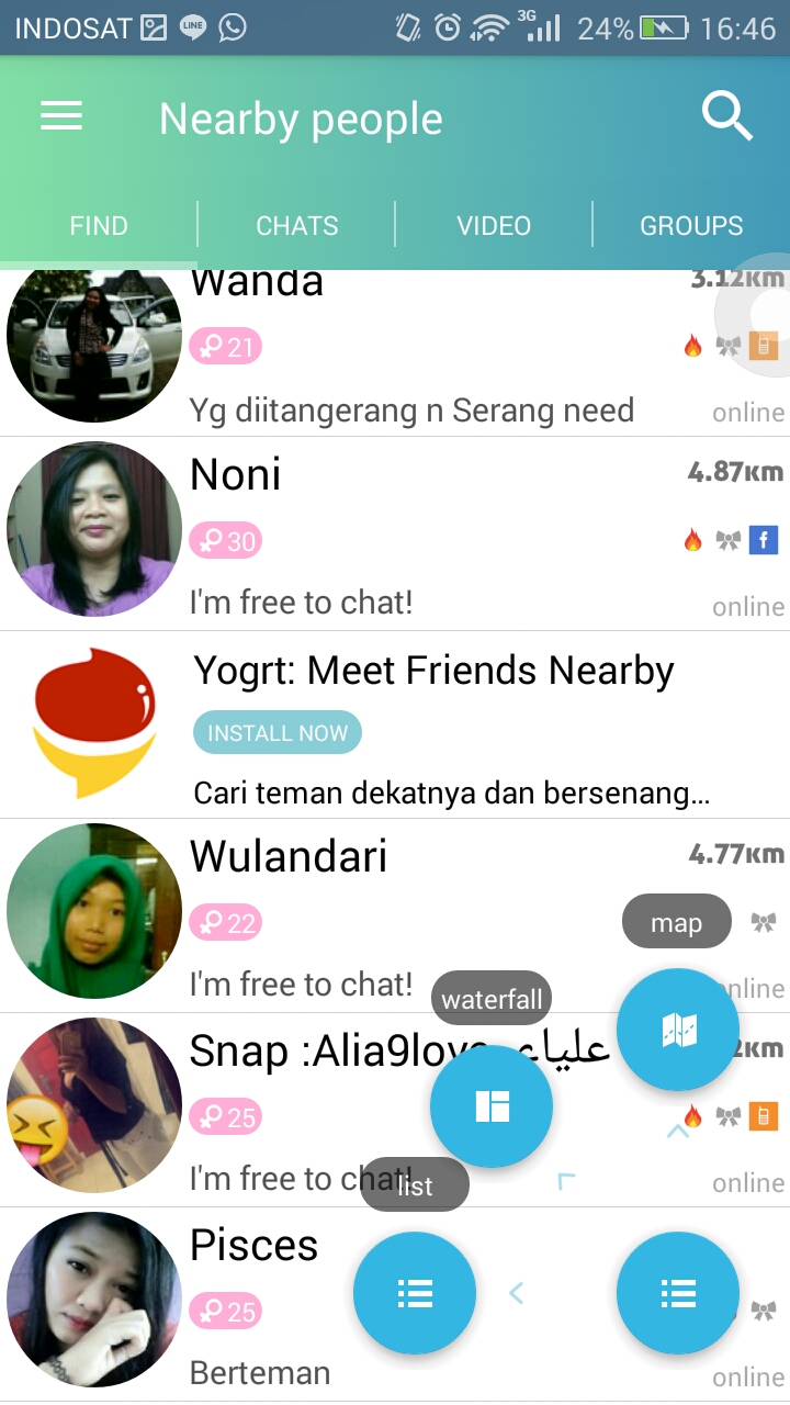 Aplikasi Chatting sekalian cari teman baru buat jomblo (BB dikit)