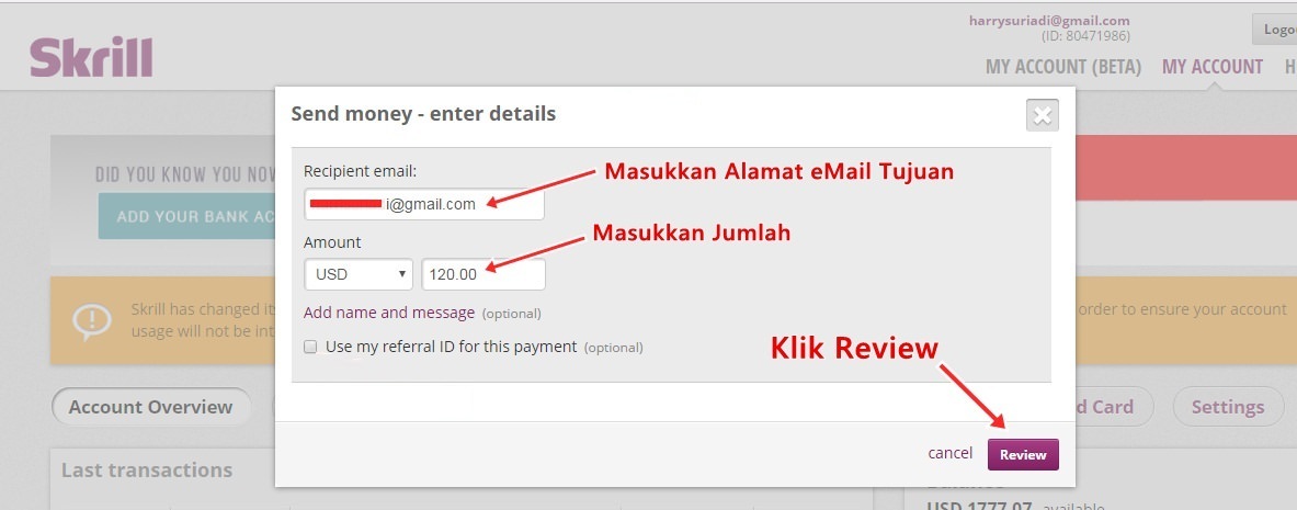 Cara Menarik Saldo Skrill ke bank Lokal Indonesia 