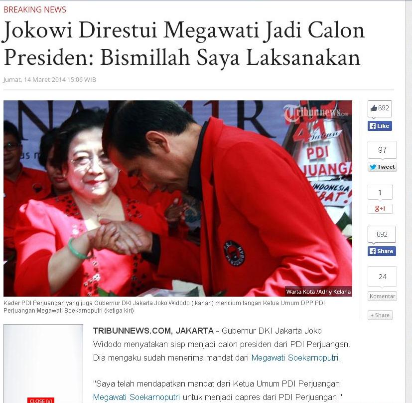 === &#91;BREAKING NEWS&#93; Jokowi telah Resmi Menjadi Capres PDIP ===