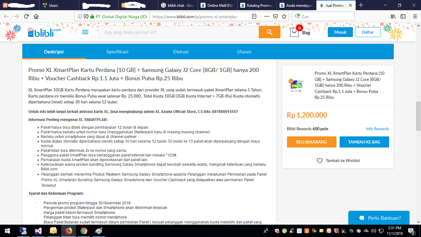 Serasa jebak oleh XL Official Store dan Blibli