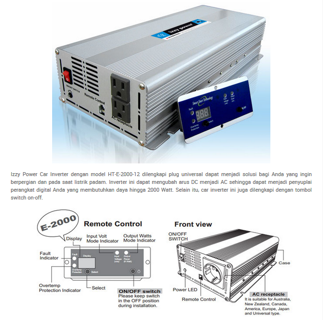 Izzy car inverter charger mobil converter AC to DC E-350-12 volt 24 volt 150 watt