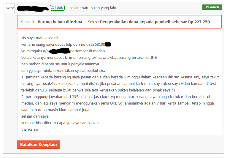 &#93;Surat terbuka&#93; Kekecewaan terhadap pelayanan JNE