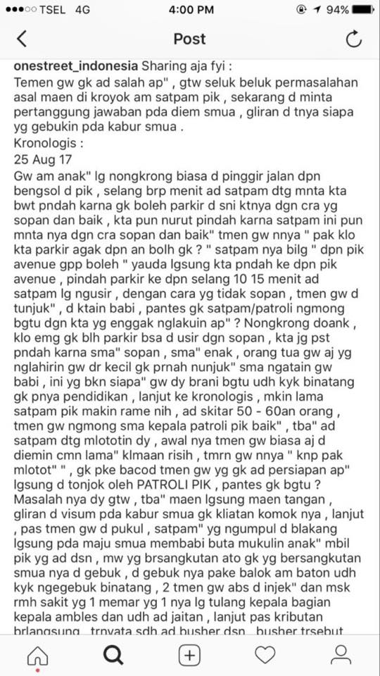 Geng Mobil Dikeroyok 50 Orang Satpam di PIK Avenue Jakarta