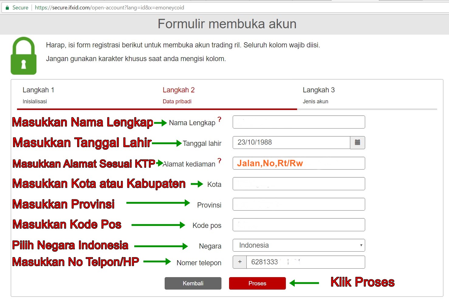 PANDUAN REGISTER AKUN CENT INSTAFOREX 