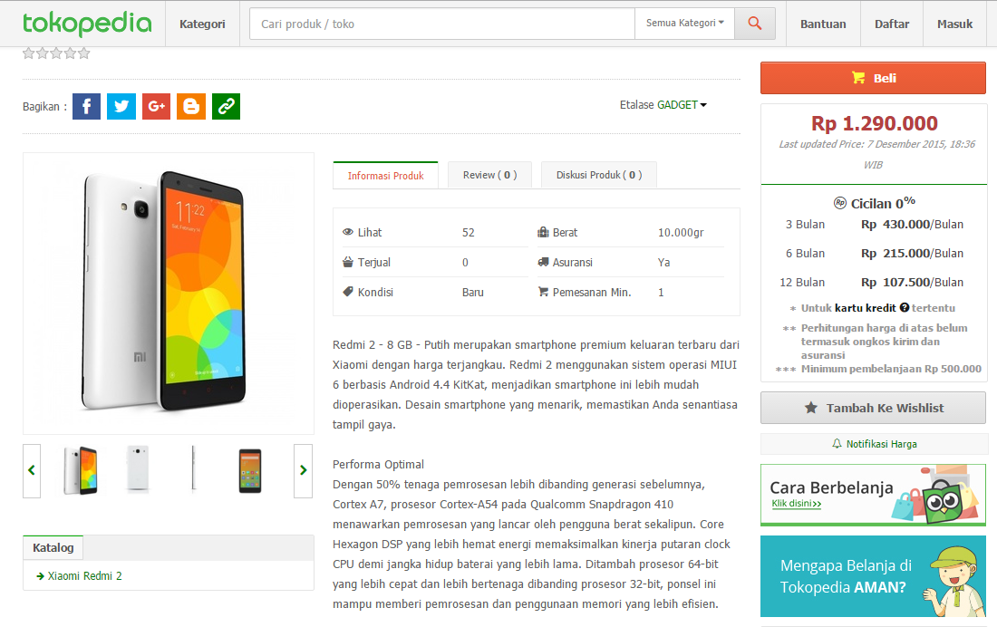 Xiaomi Mi Redmi 2 - 8 GB - Putih : Temukan penawaran terbaik di sini!