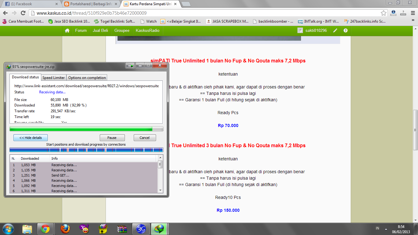 Kartu Perdana Simpati Unlimited No FUP No Qouta 7,2 Mbps