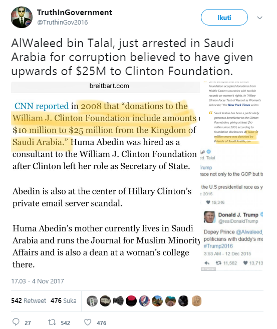 Pangeran Alwaleed Bin Talal ditahan karena korupsi